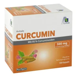 Curcumin 500 mg 95 % curcuminoider + piperinkapsler, 180 stk