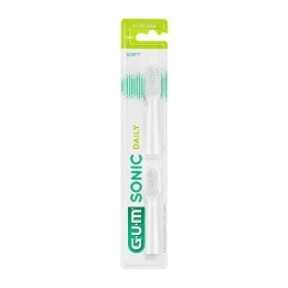 GUM Sonic Daily erstatningsbørstehoder hvite, 2 stk