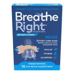Pust bedre Breathe Right® neseplaster normal beige, 10 stk