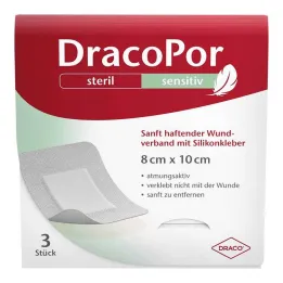 Dracopor sensitiv 8x10 cm steril med silikonlim, 3 stk