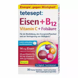 Tetesept Jern + B12 + C + folsyre filmdrasjerte tabletter, 30 stk