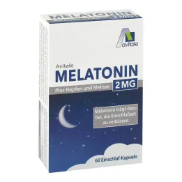 Melatonin 2 mg pluss humle og sitronmelisse kapsler, 60 stk