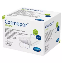 COSMOPOR silikon sårbandasje 5x7,2 cm, 25 stk