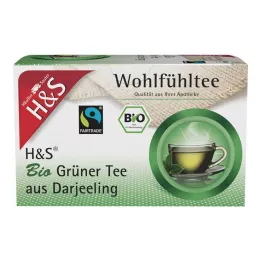 H&amp;S Økologisk grønn te fra Darjeeling filterposer, 20X2 g