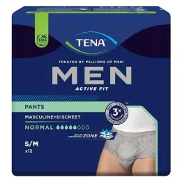 TENA® MEN ACTIVE FIT Bukser Normal grå S/M for inkontinens, 12 stk