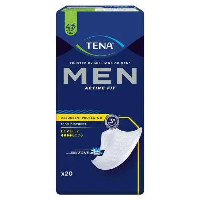 TENA® MEN ACTIVE FIT Nivå 2 pads for inkontinens, 20 stk TENA® MEN ACTIVE FIT Nivå 2 pads for inkontinens, 20 stk