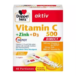 DOPPELHERZ Vitamin C 500+Sink+D3 Depot DIRECT Pel., 40 stk