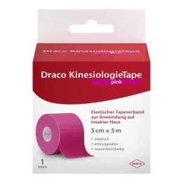 Draco kinesiologitape 5 cmx5 m rosa, 1 stk