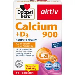 DOPPELHERZ Kalsium 900+D3 tabletter, 80 stk