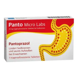 Panto Micro Labs 20 mg enterisk-drasjerte tabletter mot halsbrann, 7 stk