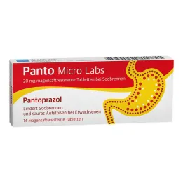 Panto Micro Labs 20 mg enterisk-drasjerte tabletter mot halsbrann, 14 stk