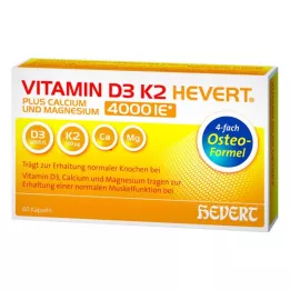 VITAMIN D3 K2 Hevert pluss Ca Mg 4000 IE/2 kapsler, 60 stk