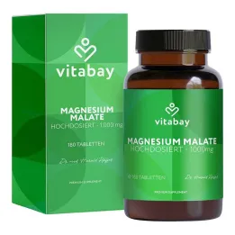Magnesium Malat 1000 mg veganske høydosetabletter, 180 stk