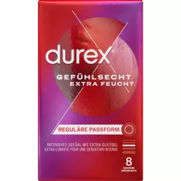 DUREX Ekstra fuktige kondomer med ekte følelse, 8 stk