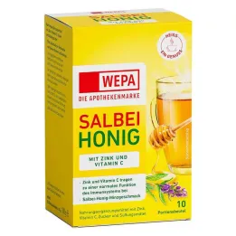 Wepa salvie + honning + vitamin C + sinkpulver, 10X10 g