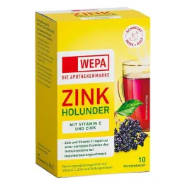 Wepa sink hyllebær + vitamin C + sink sukkerfritt pulver, 10x10 g