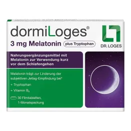 Dormiloges 3 mg melatonin pluss tryptofan filmdrasjerte tabletter, 30 stk