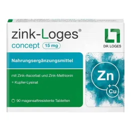 Zinc-Loges konsept 15 mg enterisk resistente tabletter, 90 stk