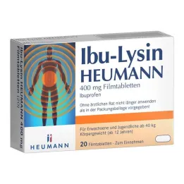 Ibu-Lysin Heumann 400 mg filmdrasjerte tabletter, 20 tabletter