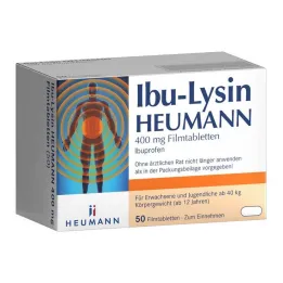 Ibu-Lysine Heumann 400 mg filmdrasjerte tabletter, 50 stk