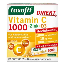 Taxofit Vitamin C 1000 + Sink + D3 Direkte Granulat, 20 stk