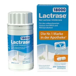 Lactrase 18 000 FCC tabletter delbar refillpakke, 200 stk