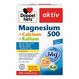 Doppelherz Magnesium 500 + Kalsium + Kalium tabletter, 100 stk
