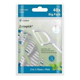 Miradent tannpirker tanntråd 2i1 mint, 40 stk