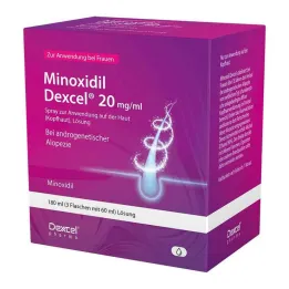 Minoxidil Dexcel 20 mg / ml spray for bruk i hodebunnen, 3x60 ml