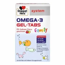 Doppelherz Omega-3 Gel-Tabs familie Strawberry Citrus system, 120 stykker