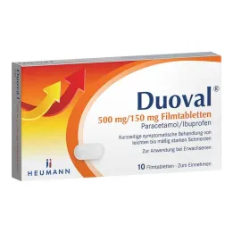 Duoval 500 mg / 150 mg filmdrasjerte tabletter, 10 stk
