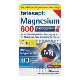 Tetesept Magnesium 600 Triple Action filmdrasjerte tabletter, 30 stk