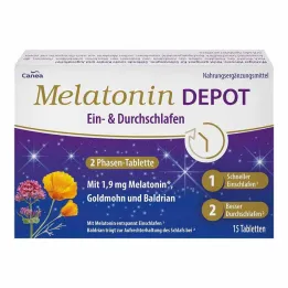 Melatonin Depot & gjennomsøvningstabletter, 15 stk