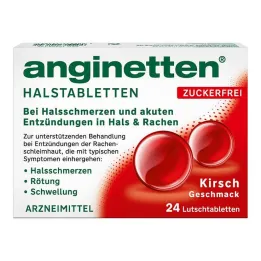Anginette halspastiller sukkerfrie kirsebær, 24 stk
