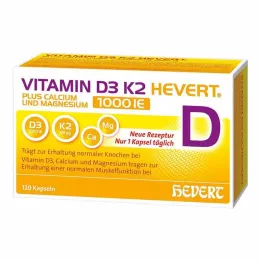 Vitamin D3 K2 Hevert + Kalsium og Magnesium 1000 IE kapsler, 120 stk
