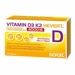 Vitamin D3 K2 Hevert + Kalsium og Magnesium 4000 IE kapsler, 120 stk