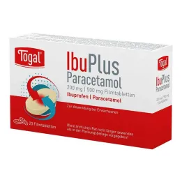 Togal Ibuplus Paracetamol 200 mg / 500 mg filmdrasjerte tabletter, 20 stk