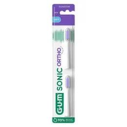 GUM Sonic Ortho erstatningsbørstehoder, 2 stk