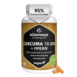Curcuma 10 000 + piperine høydose veganske kapsler, 90 stk