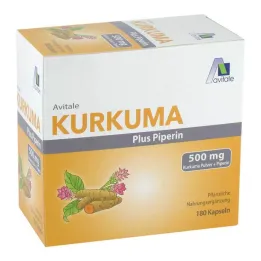 Gurkemeie 500 mg + piperinkapsler, 180 stk