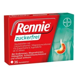 Rennie sukkerfrie tyggetabletter, 36 stk