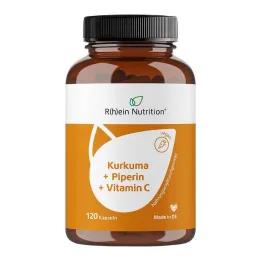 Gurkemeie 95% Curcumin + Piperine + Vitamin C veganske kapsler, 120 stk