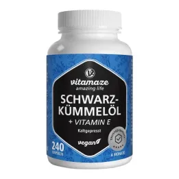 Svart spisskummen oljekapsler + vitamin E, 240 stk