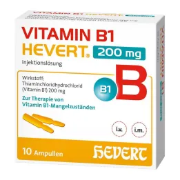 Vitamin B1 Hevert 200 mg injeksjonsvæske ampulle, 10x2 ml