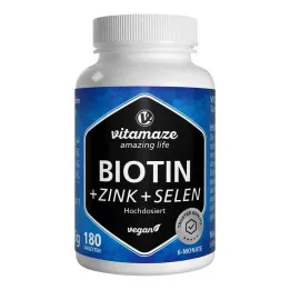 Biotin 10 mg høy dose + sink + selen tabletter, 180 stk