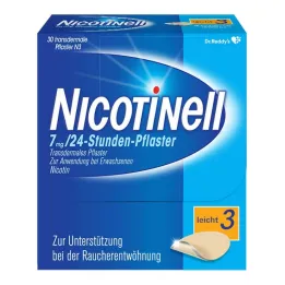 NICOTINELL 7 mg / 24-timers nikotinplaster, plasterstyrke lys (3), 30 stk